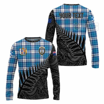 Tartan Vibes Clothing Roberton Crest Tartan Long Sleeve T-Shirt with New Zealand Silver Fern Half Style