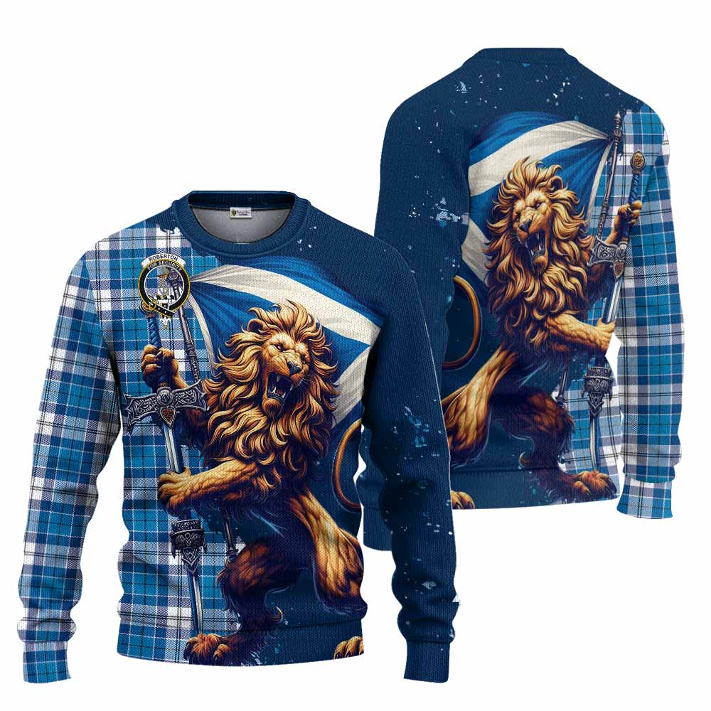 Roberton Tartan Family Crest Knitted Sweater with Scottish Majestic Lion Unisex - Tartan Vibes Clothing