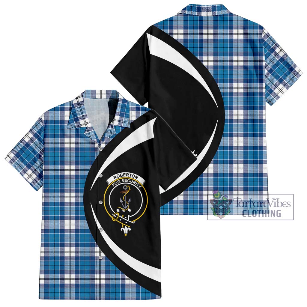 Roberton Tartan Hawaiian Shirt with Family Crest Circle Style Kid - Tartan Vibes Clothing