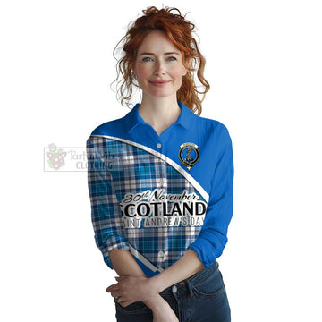 Roberton Family Crest Tartan Women's Casual Shirt Celebrate Saint Andrew's Day in Style Female - Tartan Vibes Clothing