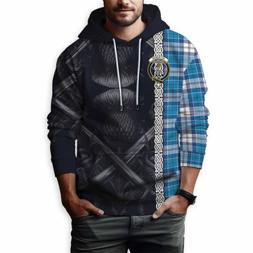 Roberton Tartan Hoodie with Family Crest Cross Sword Thistle Celtic Vibes Pullover Hoodie - Tartan Vibes Clothing