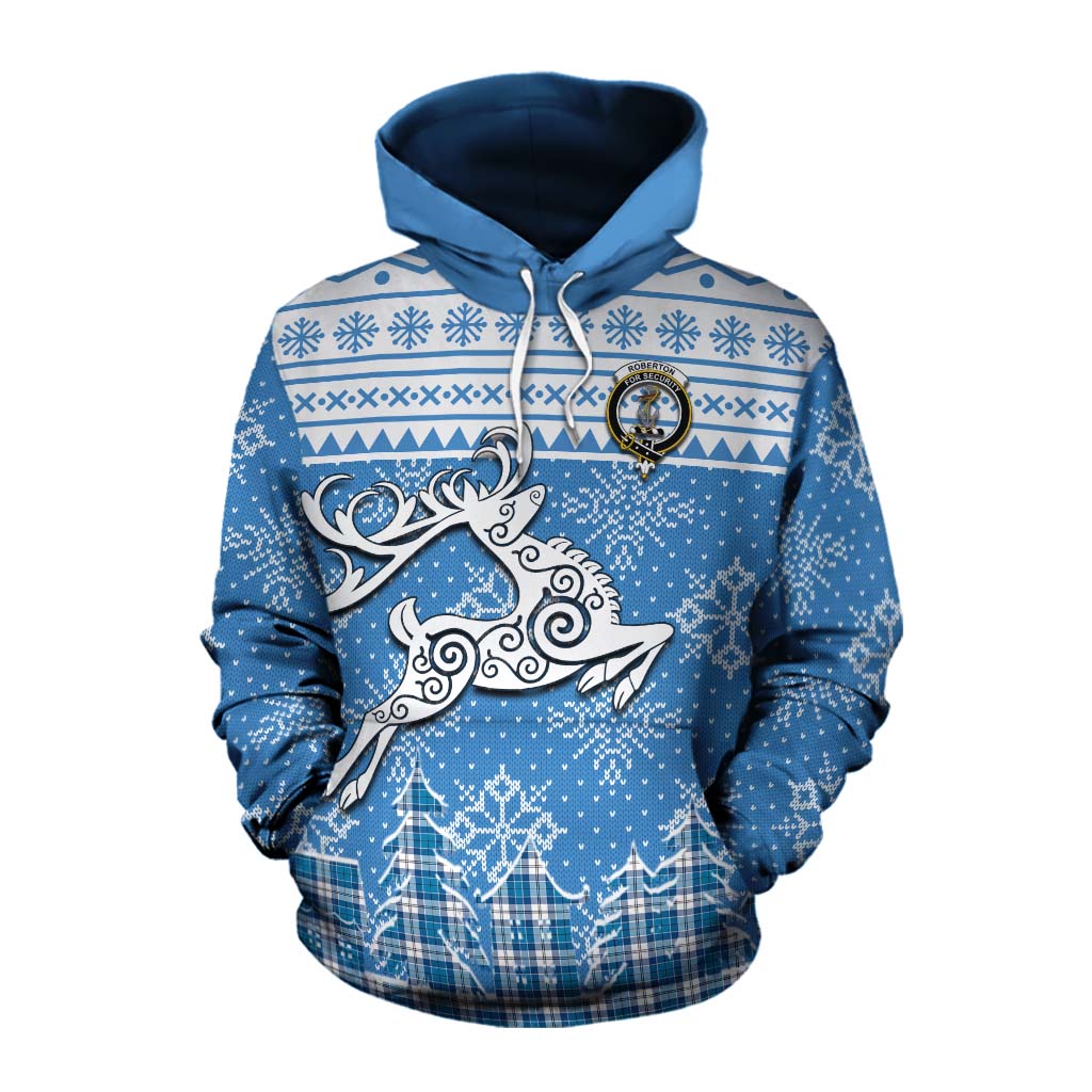 Roberton Clan Christmas Cotton Hoodie Celtic Reindeer Style Pullover Hoodie XS - Tartan Vibes Clothing