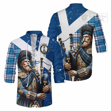 Roberton Tartan Ghillie Kilt Shirt with Family Crest Scottish Bagpiper Vibes Men - Tartan Vibes Clothing