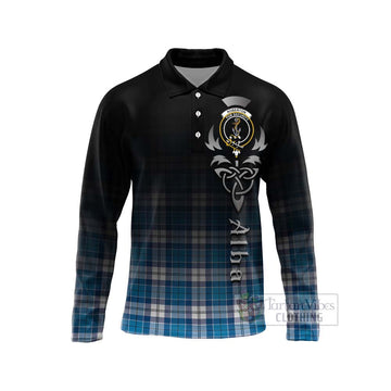 Roberton Tartan Long Sleeve Polo Shirt Featuring Alba Gu Brath Family Crest Celtic Inspired Unisex - Tartan Vibes Clothing