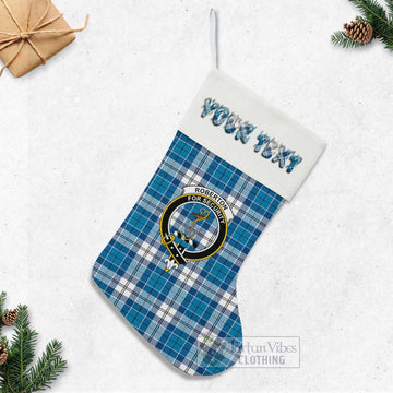 Tartan Vibes Clothing Roberton Tartan Family Crest Christmas Stocking with Personalized Text