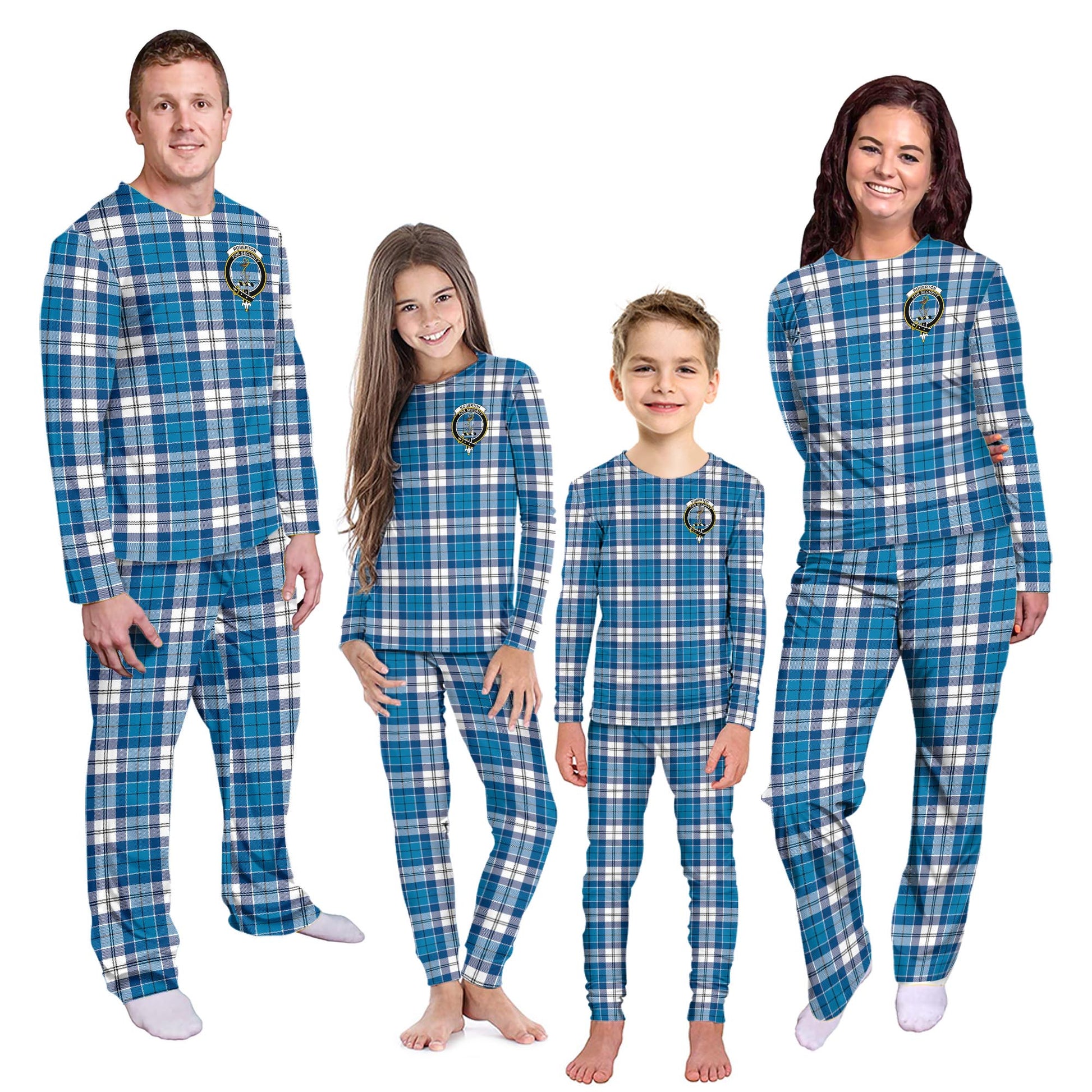 Roberton Tartan Pajamas Family Set with Family Crest Kid - Tartan Vibes Clothing