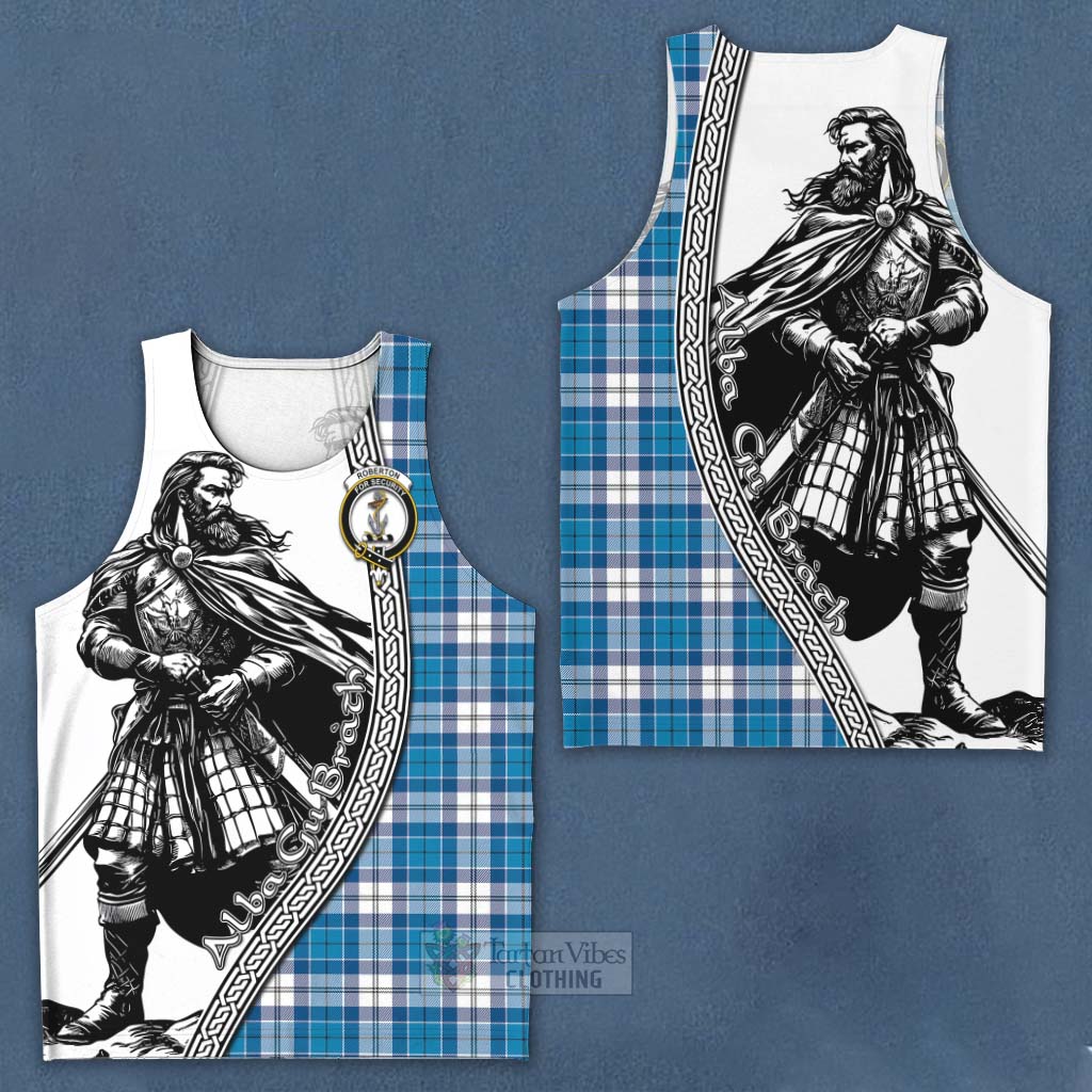 Roberton Tartan Clan Crest Men's Tank Top with Highlander Warrior Celtic Style Men - Tartan Vibes Clothing