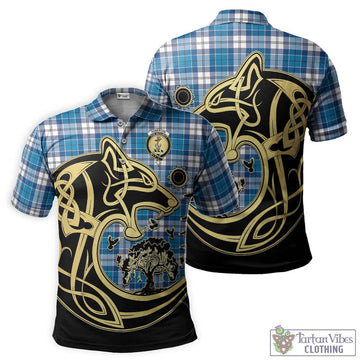 Roberton Tartan Polo Shirt with Family Crest Celtic Wolf Style Kid - Tartan Vibes Clothing