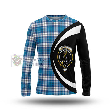 Roberton Tartan Long Sleeve T-Shirt with Family Crest Circle Style Unisex - Tartan Vibes Clothing