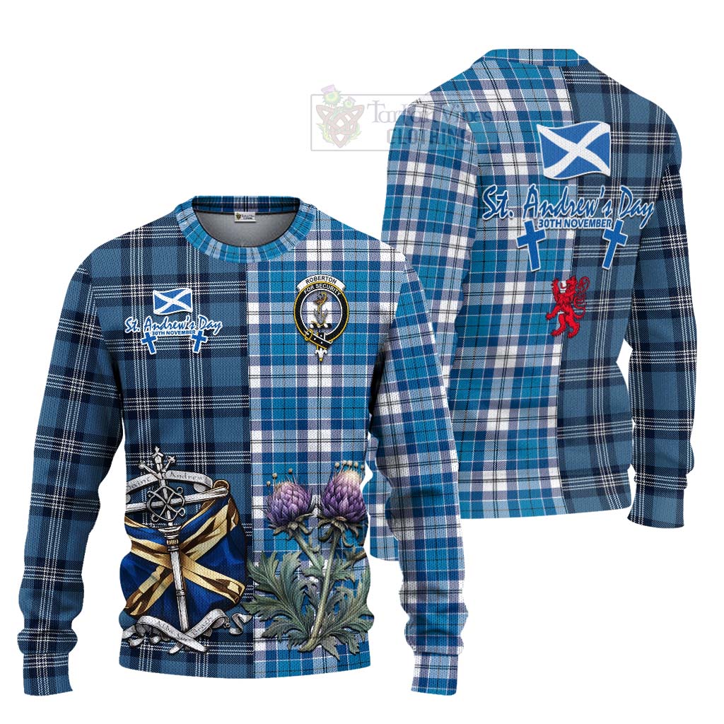 Roberton Tartan Knitted Sweater Happy St. Andrew's Day Half Tartan Style Unisex - Tartan Vibes Clothing