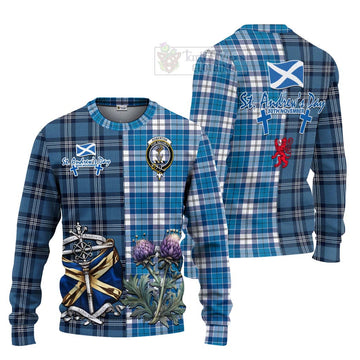 Roberton Tartan Knitted Sweater Happy St. Andrew's Day Half Tartan Style Unisex - Tartan Vibes Clothing