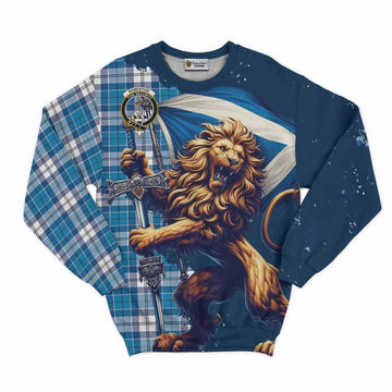 Roberton Tartan Family Crest Sweatshirt with Scottish Majestic Lion Unisex - Tartan Vibes Clothing