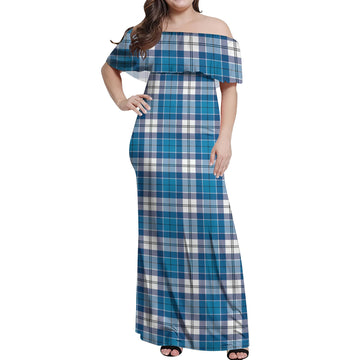 Roberton Tartan Off Shoulder Long Dress Women's Dress - Tartan Vibes Clothing