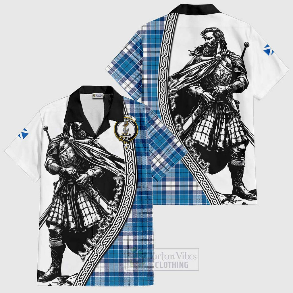 Roberton Tartan Clan Crest Hawaiian Shirt with Highlander Warrior Celtic Style Kid - Tartan Vibes Clothing
