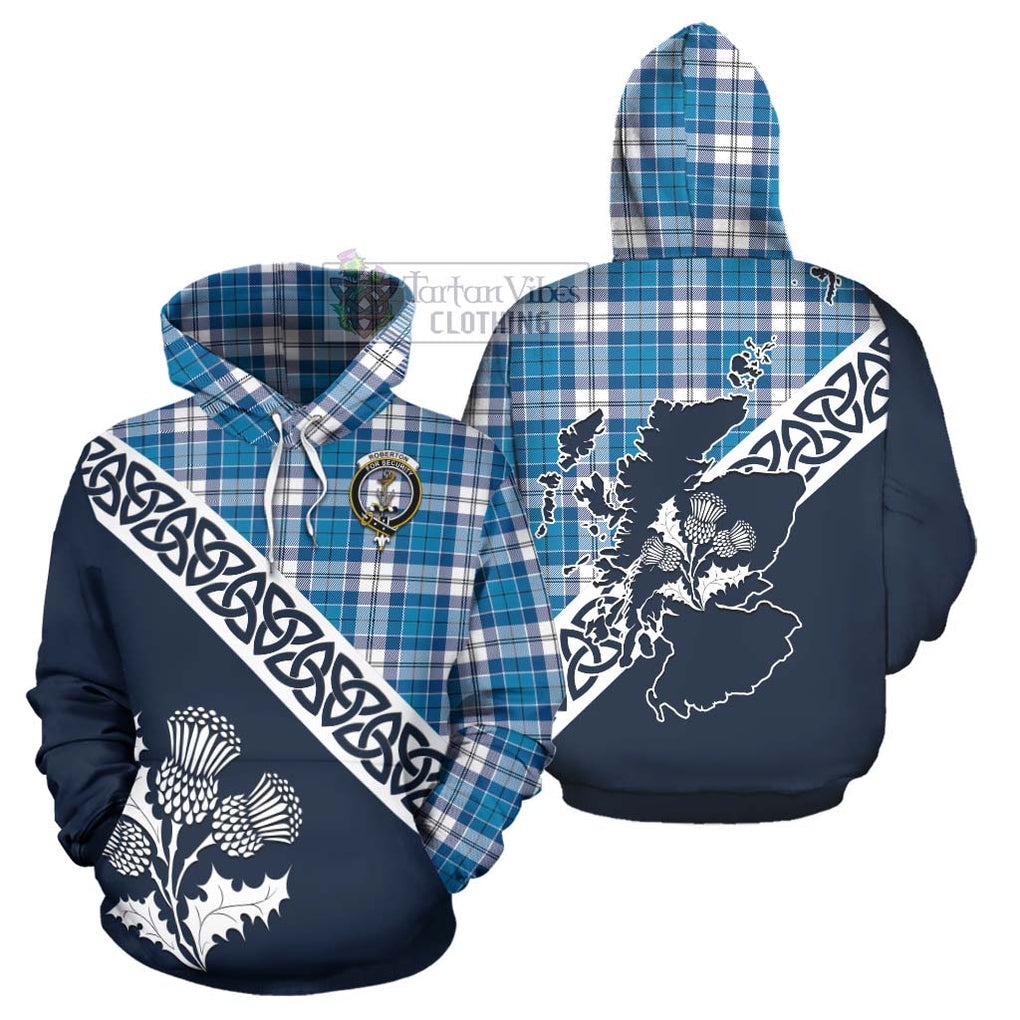 Roberton Tartan Hoodie Featuring Thistle and Scotland Map Zip Hoodie - Tartan Vibes Clothing