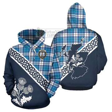 Roberton Tartan Hoodie Featuring Thistle and Scotland Map Zip Hoodie - Tartan Vibes Clothing