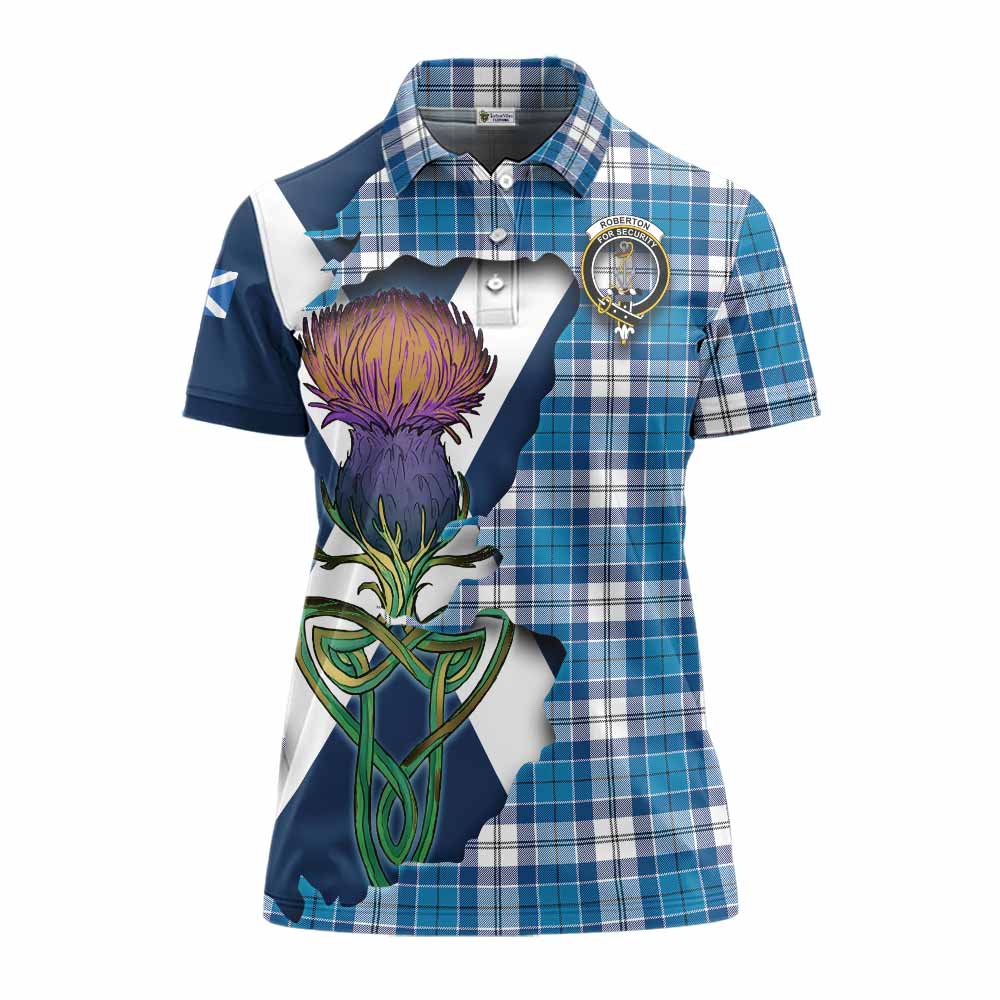 Roberton Tartan Family Crest Women's Polo Shirt Scottish Thistle Celtic Inspired Women - Tartan Vibes Clothing