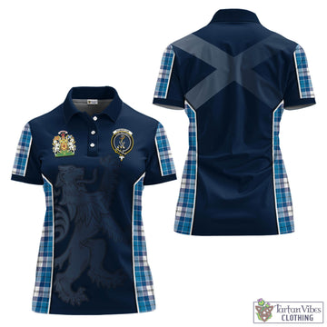 Roberton Tartan Women's Polo Shirt with Family Crest and Lion Rampant Vibes Sport Style