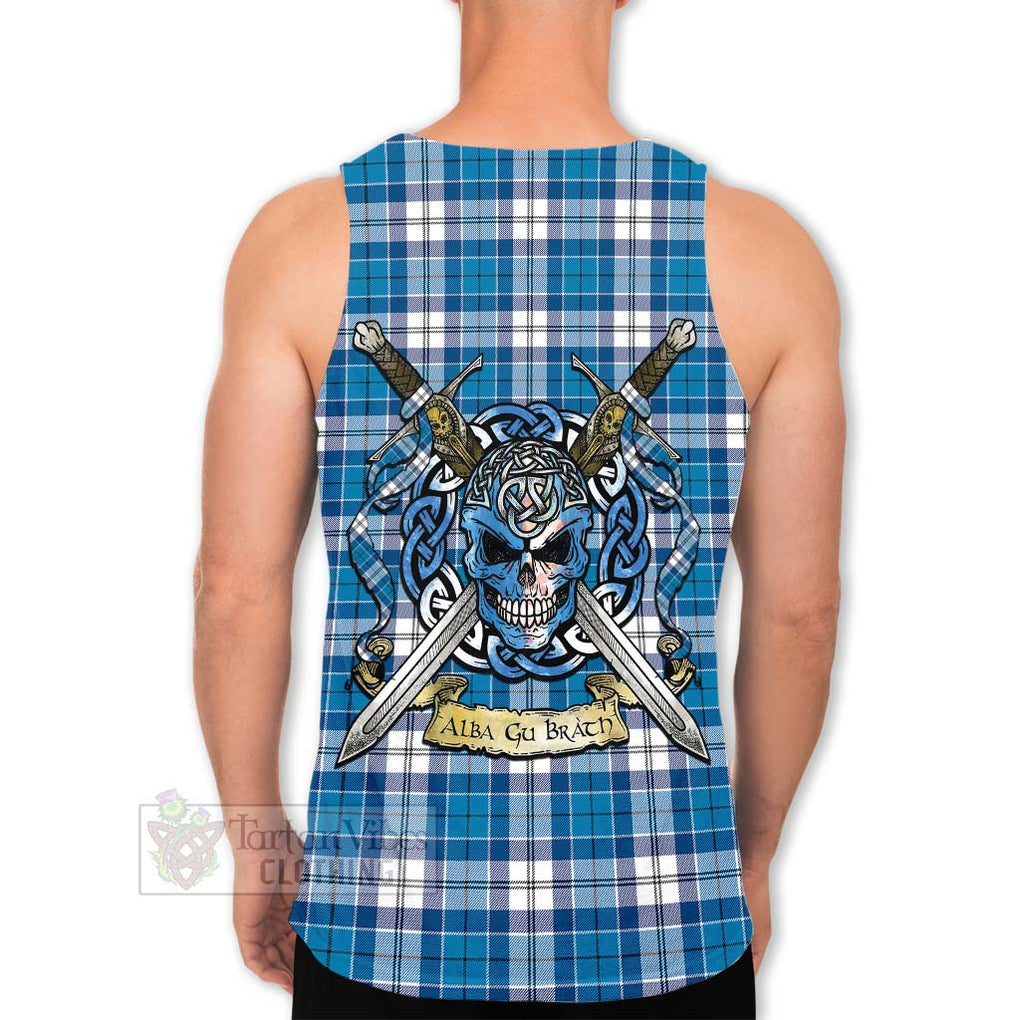 Roberton Tartan Men's Tank Top with Family Crest Celtic Skull Style Men - Tartan Vibes Clothing