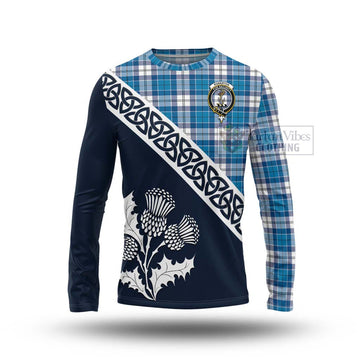 Roberton Tartan Long Sleeve T-Shirt Featuring Thistle and Scotland Map Unisex - Tartan Vibes Clothing