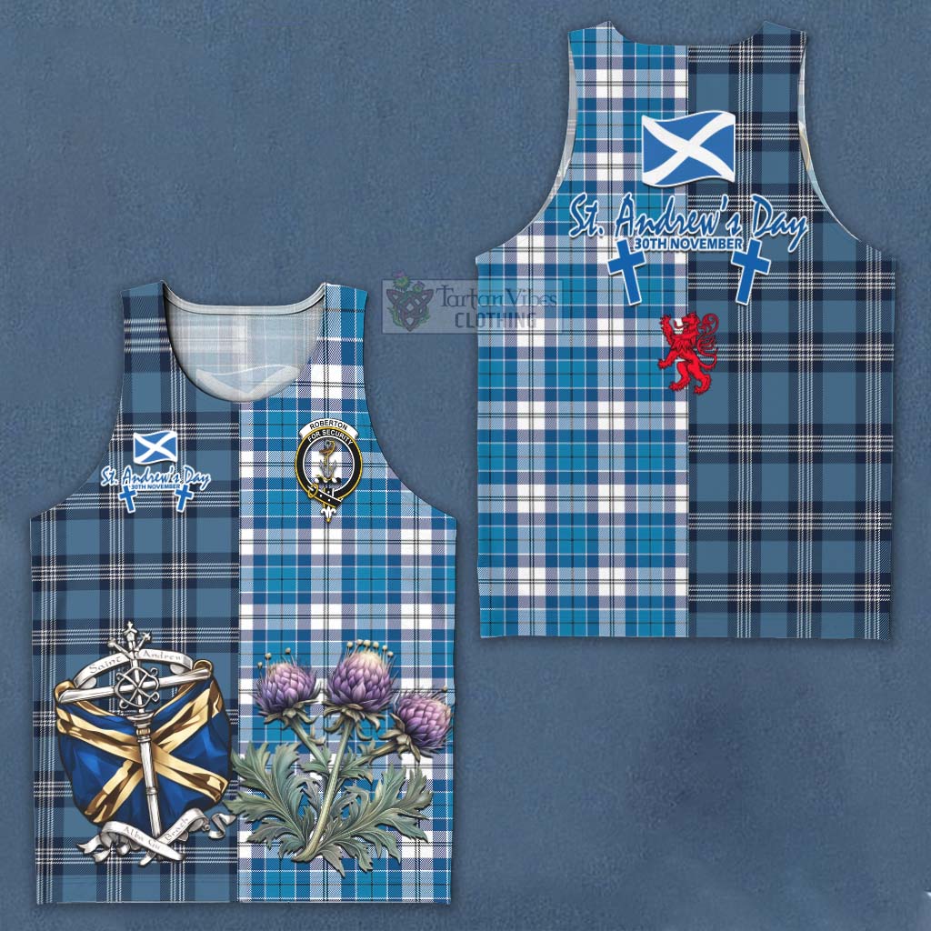 Roberton Tartan Men's Tank Top Happy St. Andrew's Day Half Tartan Style Men - Tartan Vibes Clothing