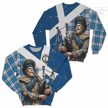 Roberton Tartan Sweatshirt with Family Crest Scottish Bagpiper Vibes Unisex - Tartan Vibes Clothing