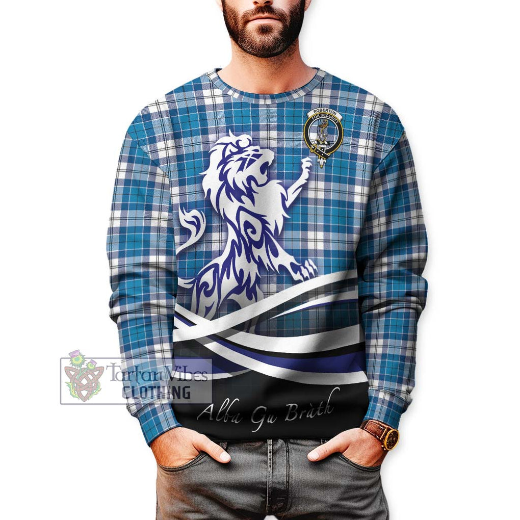 Roberton Tartan Sweatshirt with Alba Gu Brath Regal Lion Emblem Unisex - Tartan Vibes Clothing