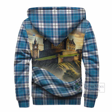 Roberton Tartan Family Crest Sherpa Hoodie with Scottish Ancient Castle Style - Tartan Vibes Clothing