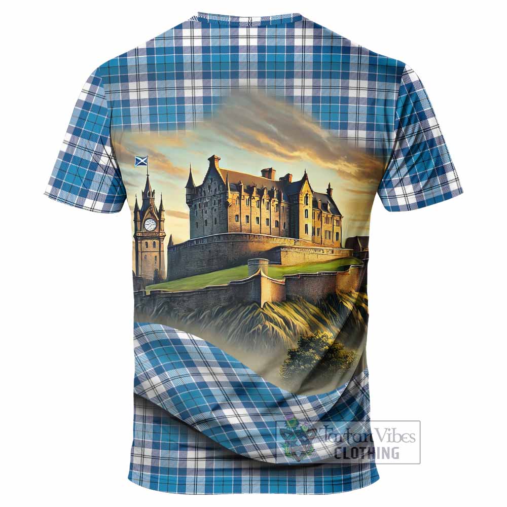 Roberton Tartan Family Crest T-Shirt with Scottish Ancient Castle Style - Tartan Vibes Clothing