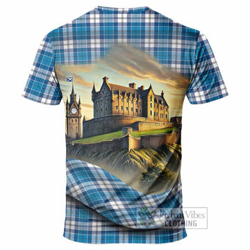 Roberton Tartan Family Crest T-Shirt with Scottish Ancient Castle Style - Tartan Vibes Clothing