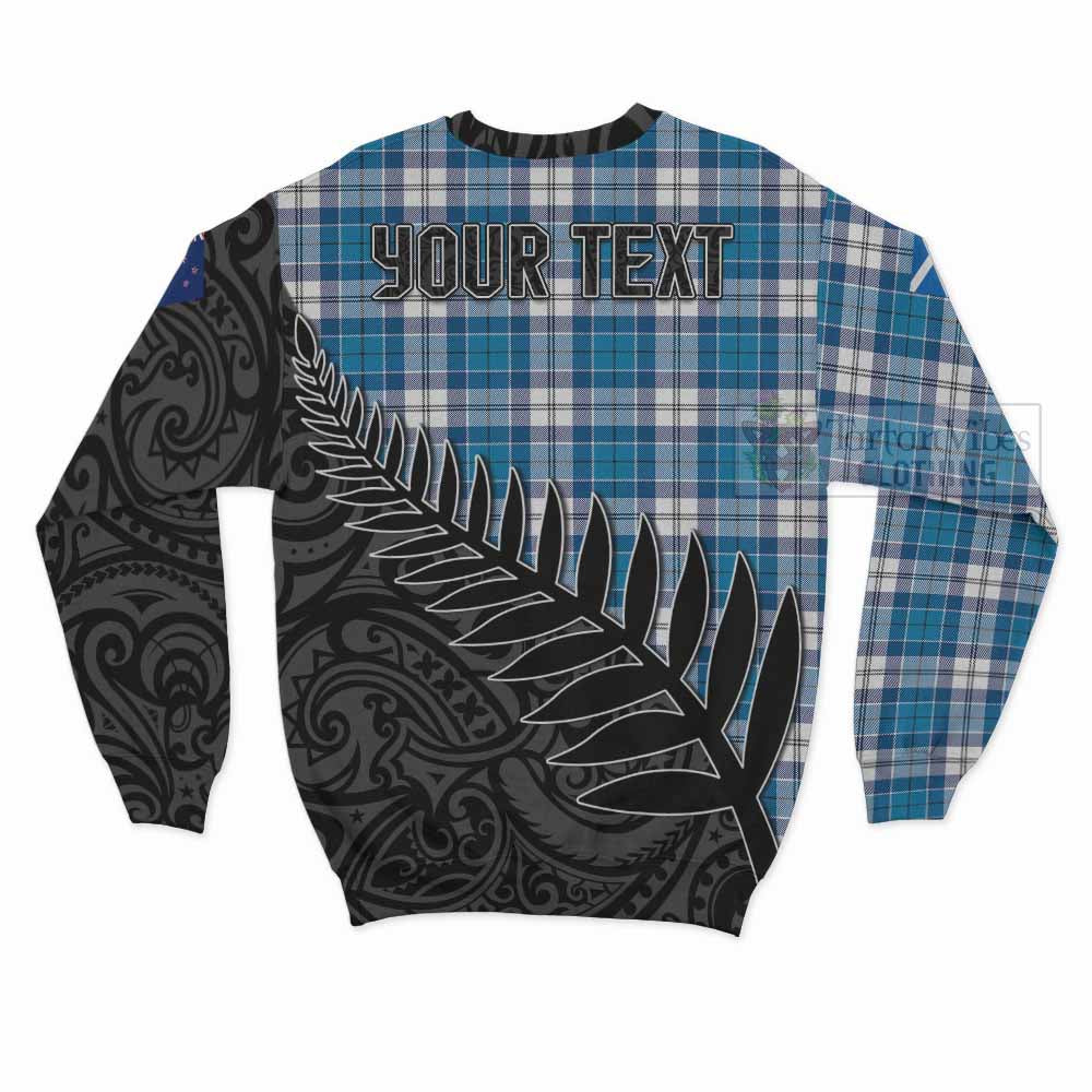Roberton Crest Tartan Sweatshirt with New Zealand Silver Fern Half Style - Tartan Vibes Clothing