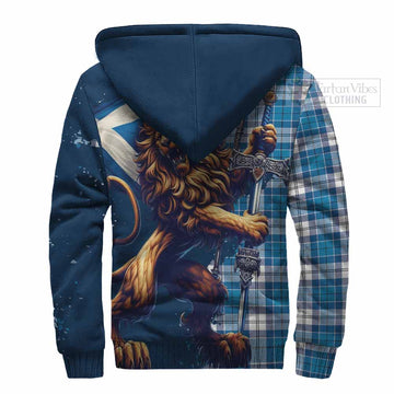 Roberton Tartan Family Crest Sherpa Hoodie with Scottish Majestic Lion - Tartan Vibes Clothing