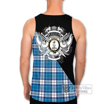 Roberton Tartan Men's Tank Top with Family Crest and Military Logo Style - Tartan Vibes Clothing