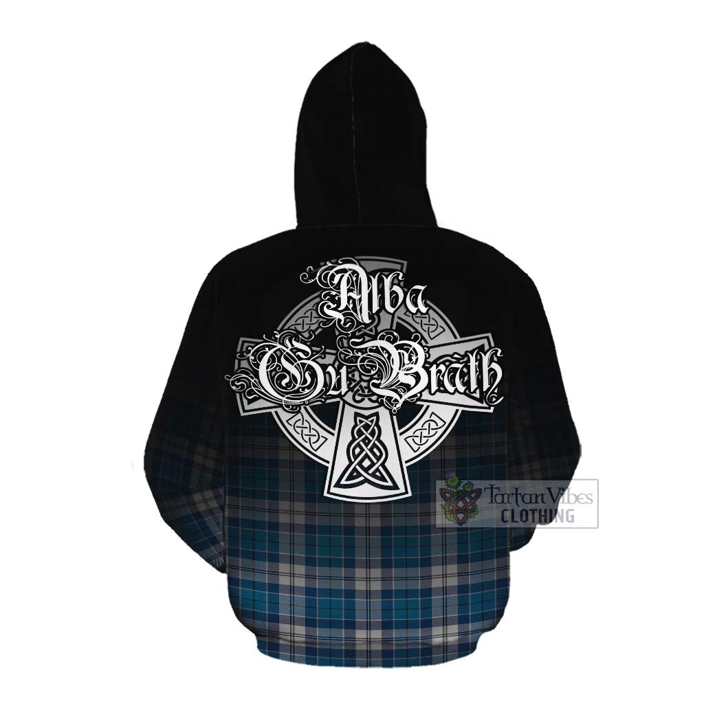 Tartan Vibes Clothing Roberton Tartan Cotton Hoodie Featuring Alba Gu Brath Family Crest Celtic Inspired