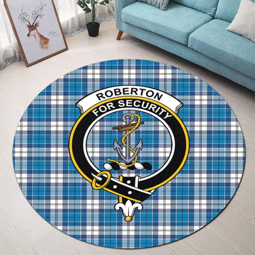 Roberton Tartan Round Rug with Family Crest - Tartan Vibes Clothing