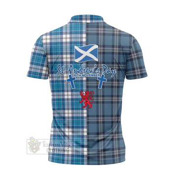 Roberton Tartan Zipper Polo Shirt Happy St. Andrew's Day Half Tartan Style - Tartan Vibes Clothing