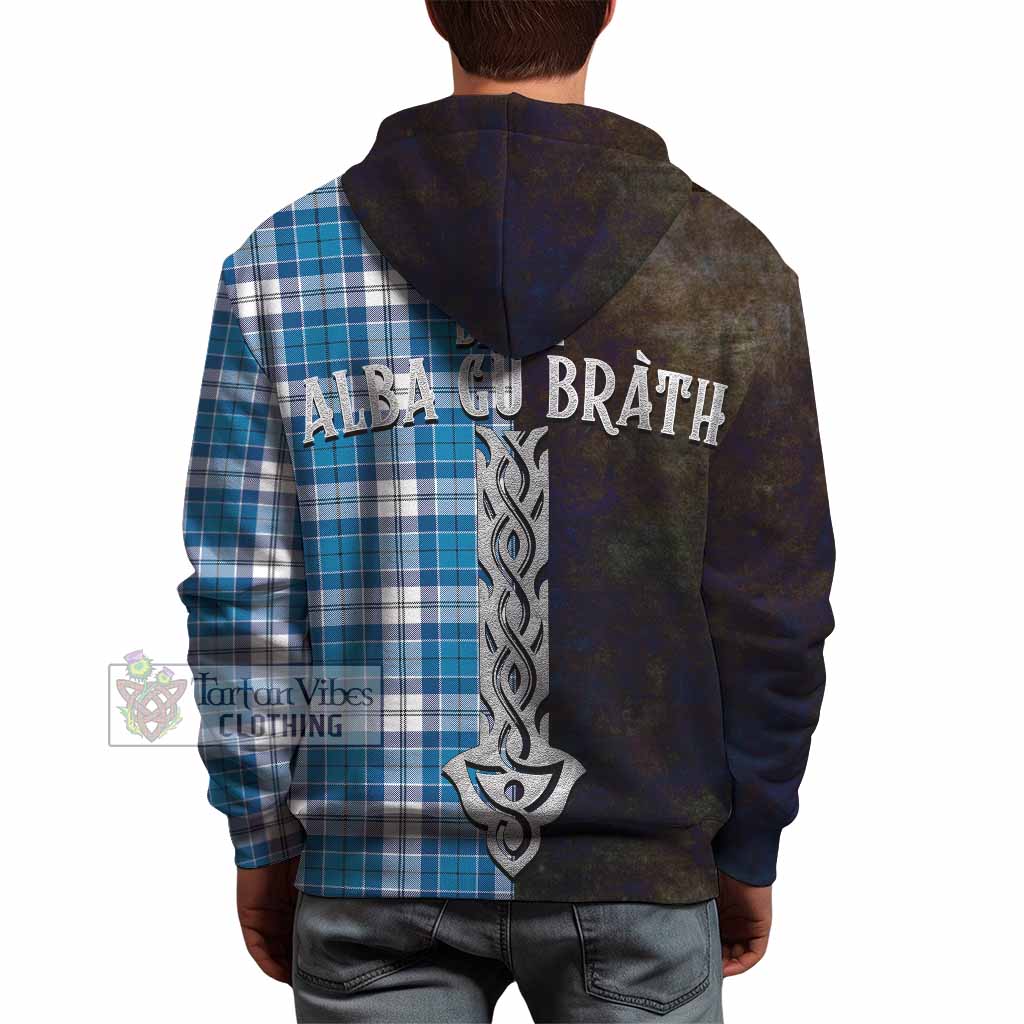 Tartan Vibes Clothing Roberton Tartan Family Crest Hoodie Alba Gu Brath Be Brave Lion Ancient Style