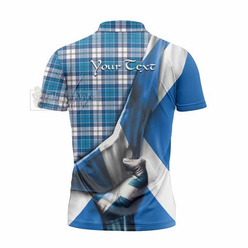 Roberton Tartan Zipper Polo Shirt with Family Crest Scotland Patriotic Style - Tartan Vibes Clothing