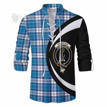Roberton Tartan Ghillie Kilt Shirt with Family Crest Circle Style - Tartan Vibes Clothing