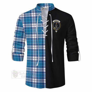 Roberton Tartan Ghillie Kilt Shirt with Family Crest and Half Of Me Style - Tartan Vibes Clothing