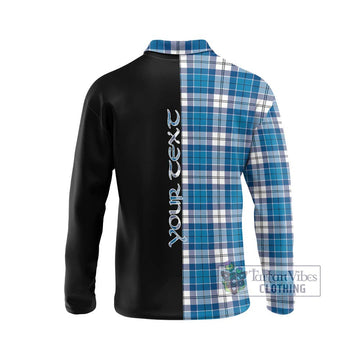 Roberton Tartan Long Sleeve Polo Shirt with Family Crest and Half Of Me Style - Tartan Vibes Clothing