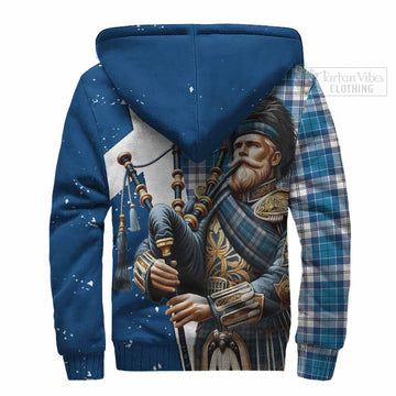 Roberton Tartan Sherpa Hoodie with Family Crest Scottish Bagpiper Vibes - Tartan Vibes Clothing