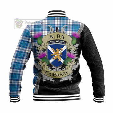 Roberton Tartan Family Crest Baseball Jacket Lion Rampant Royal Thistle Shield Celtic Inspired - Tartan Vibes Clothing
