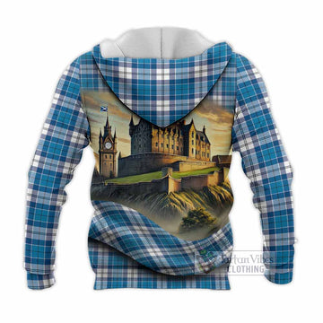 Roberton Tartan Family Crest Knitted Hoodie with Scottish Ancient Castle Style - Tartan Vibes Clothing