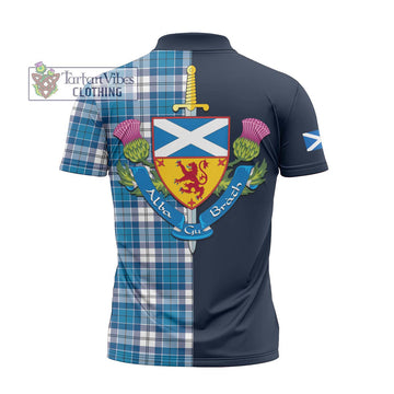 Roberton Tartan Zipper Polo Shirt Alba with Scottish Lion Royal Arm Half Style - Tartan Vibes Clothing