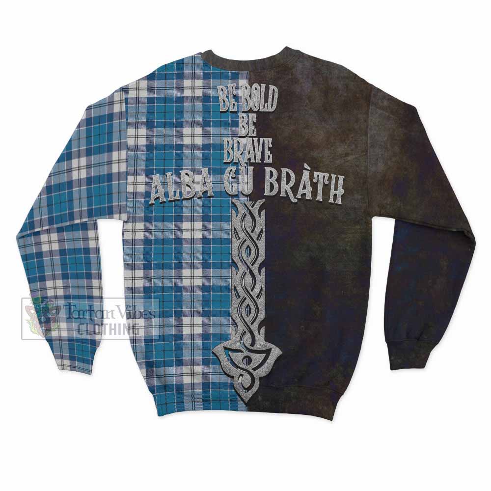 Tartan Vibes Clothing Roberton Tartan Family Crest Sweatshirt Alba Gu Brath Be Brave Lion Ancient Style