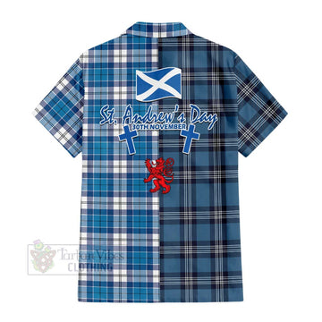 Roberton Tartan Hawaiian Shirt Happy St. Andrew's Day Half Tartan Style - Tartan Vibes Clothing