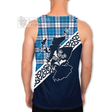 Roberton Tartan Men's Tank Top Featuring Thistle and Scotland Map - Tartan Vibes Clothing