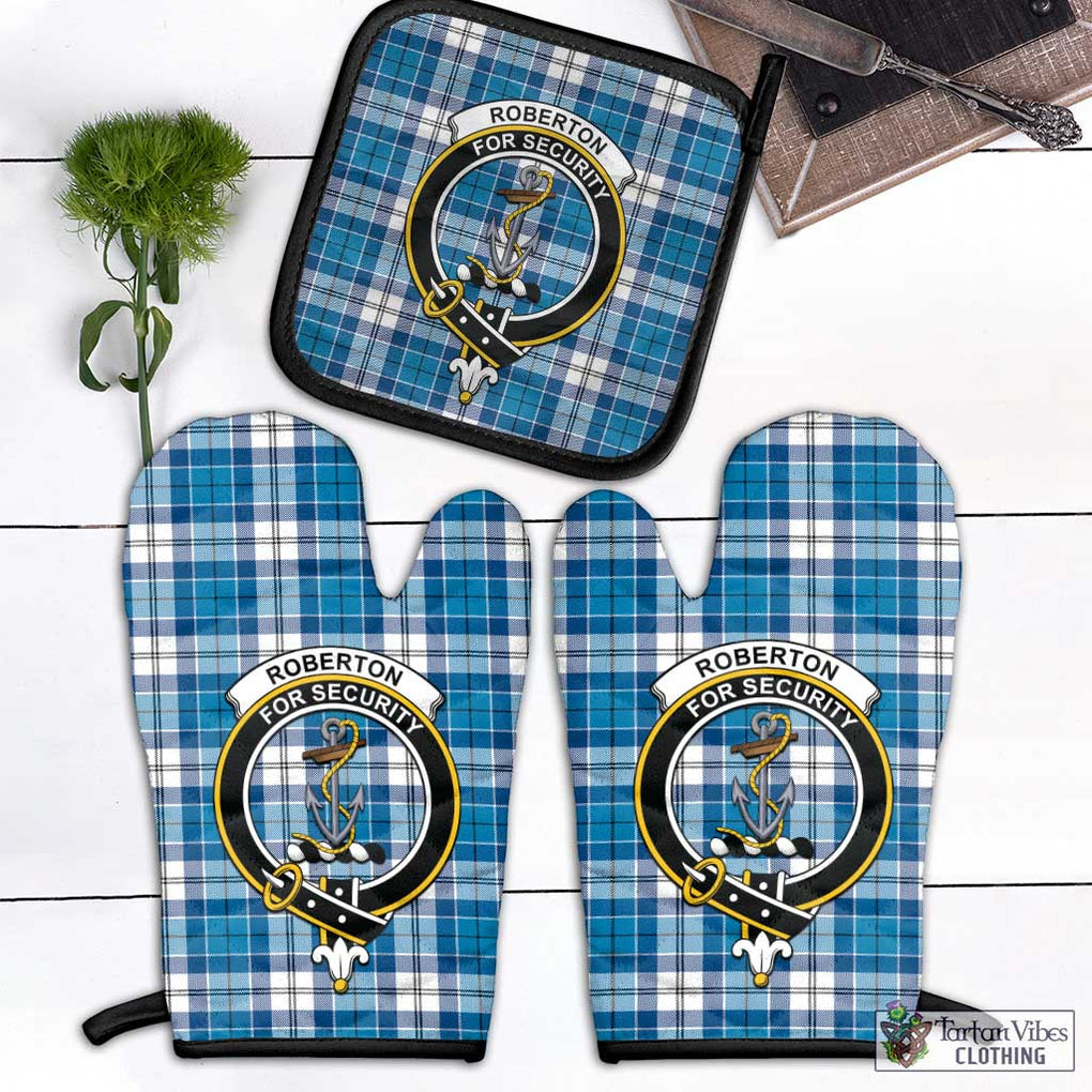 Roberton Tartan Combo Oven Mitt & Pot-Holder with Family Crest Black - Tartan Vibes Clothing