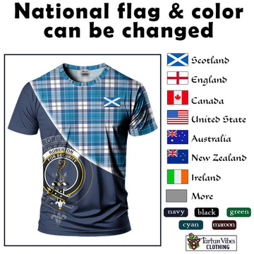 Roberton Tartan T-Shirt with Personalised National Flag and Family Crest Half Style - Tartan Vibes Clothing